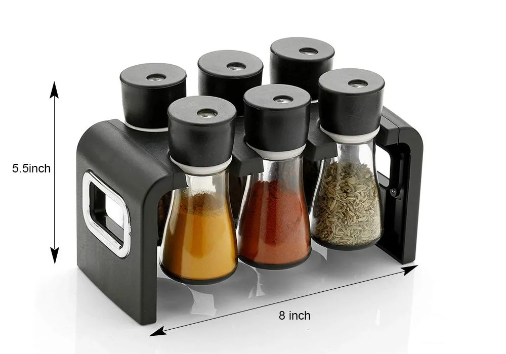 0100 Revolving Plastic Spice Rack Masala Organiser (6 Pcs)