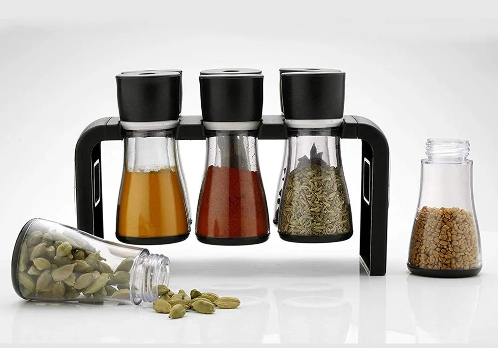 0100 Revolving Plastic Spice Rack Masala Organiser (6 Pcs)