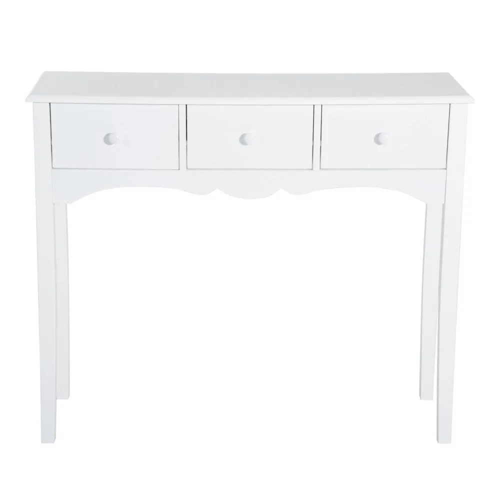 100Wx32Dx85H cm 3-Drawer Dressing Table Entrance Console Table Makeup Desk with Storage in-White