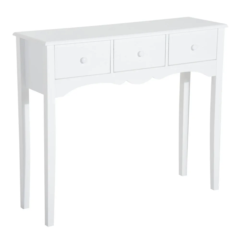 100Wx32Dx85H cm 3-Drawer Dressing Table Entrance Console Table Makeup Desk with Storage in-White