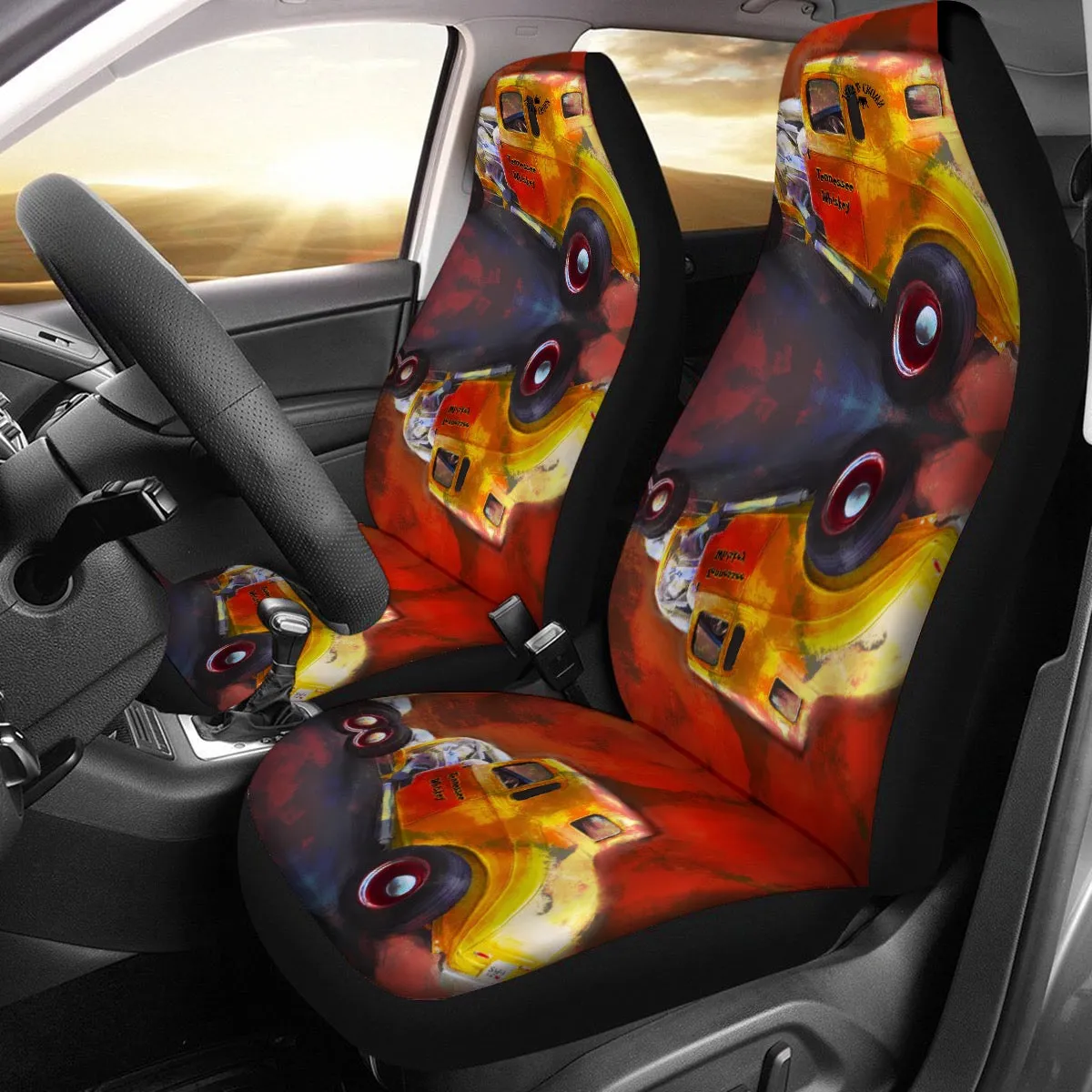 #181 JAXS N CROWN Universal Car Seat Cover With Thickened Back hot rod print