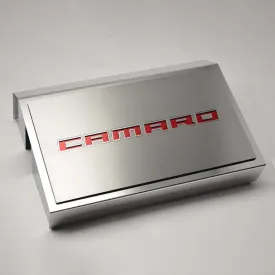 2016-2021 Camaro - Fuse Box Cover Polished w/Brushed CAMARO Top Plate