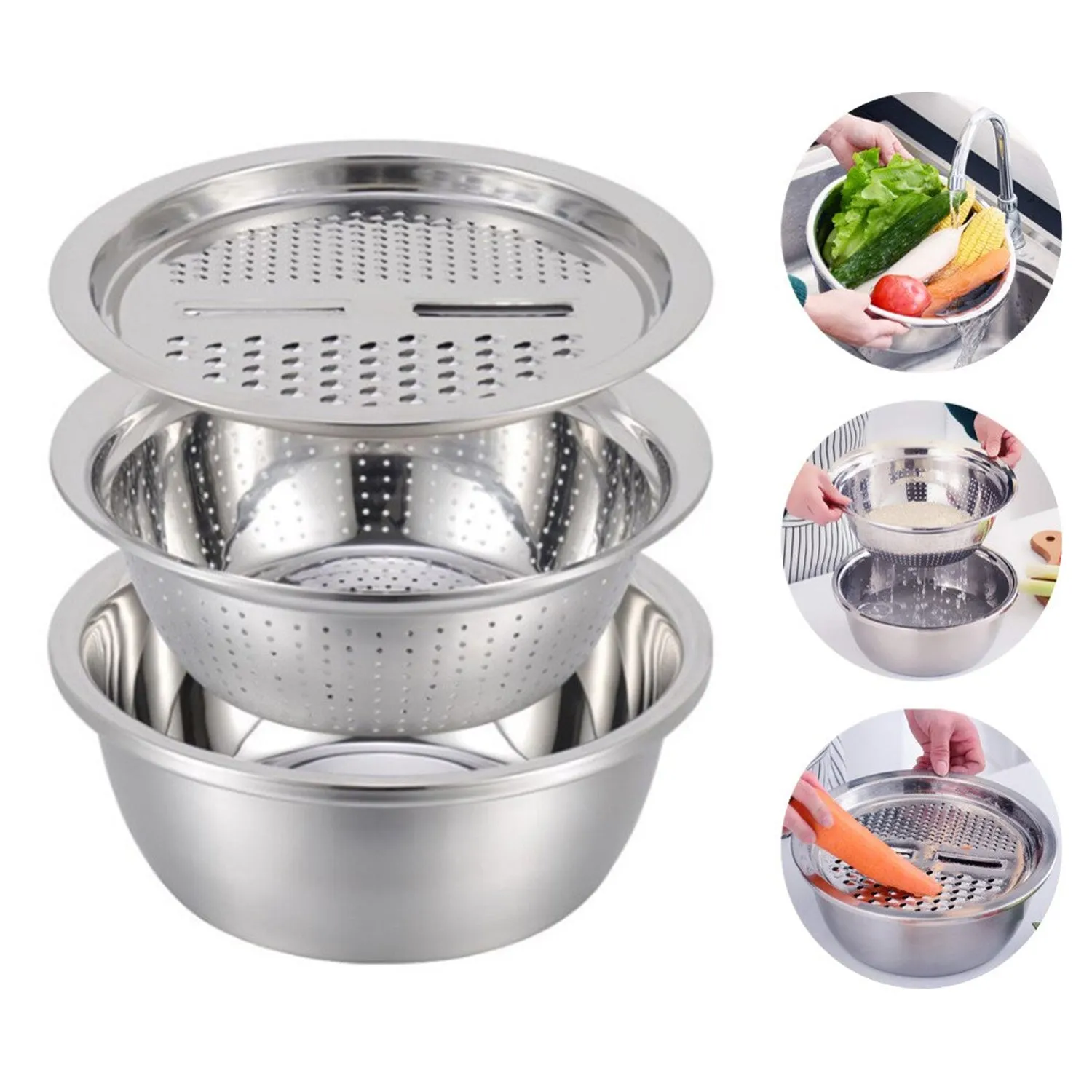 2877 3in1 Kitchen multipurpose julienne grater salad maker with pasta server spoon