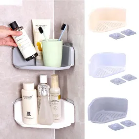 3 Colors Suction Cup Corner Shower Shelf Bathroom Shampoo Shower Shelf Holder Kitchen Storage Rack Organizer