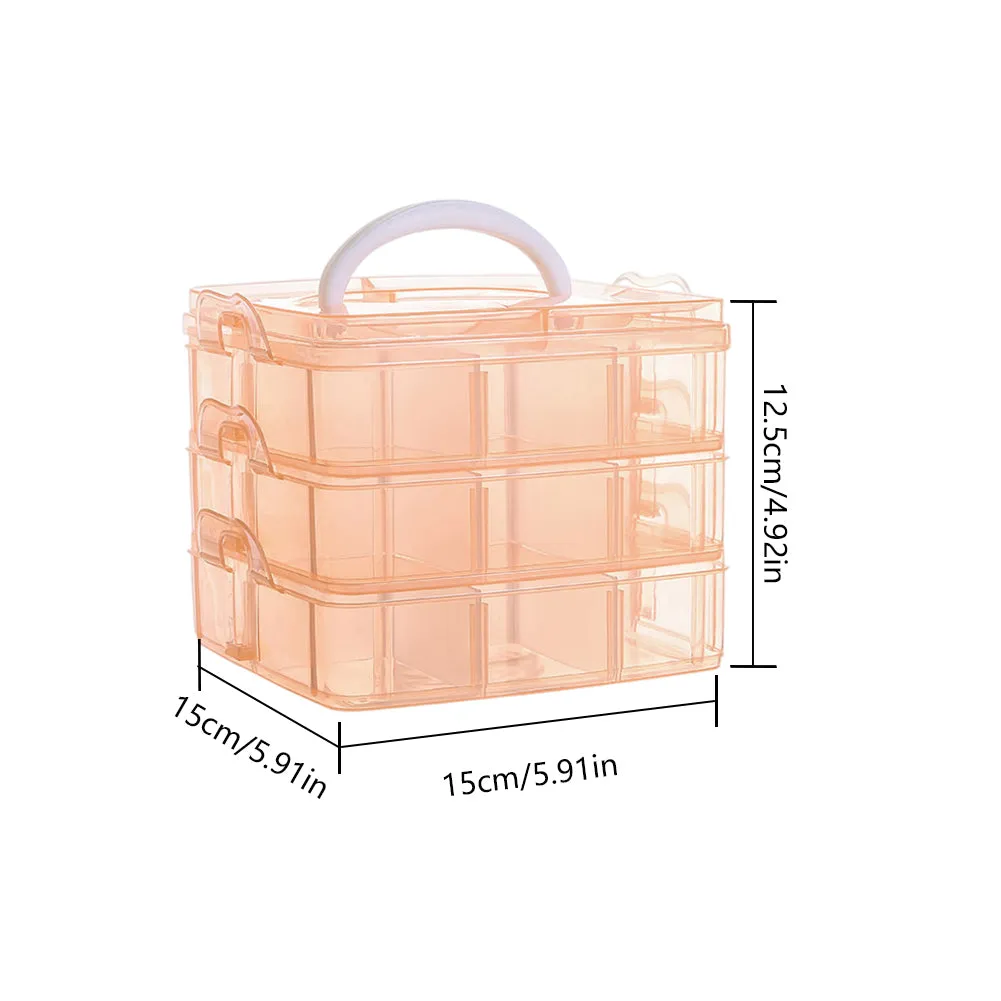 3-Tier Container Case with Adjustable Divider for Craft Storage and Organization