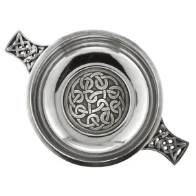 3.5 Inch Celtic Knot Handle Pewter Quaich Bowl with Badge