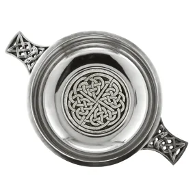 3.5 Inch Celtic Knot Handle Pewter Quaich Bowl with Badge