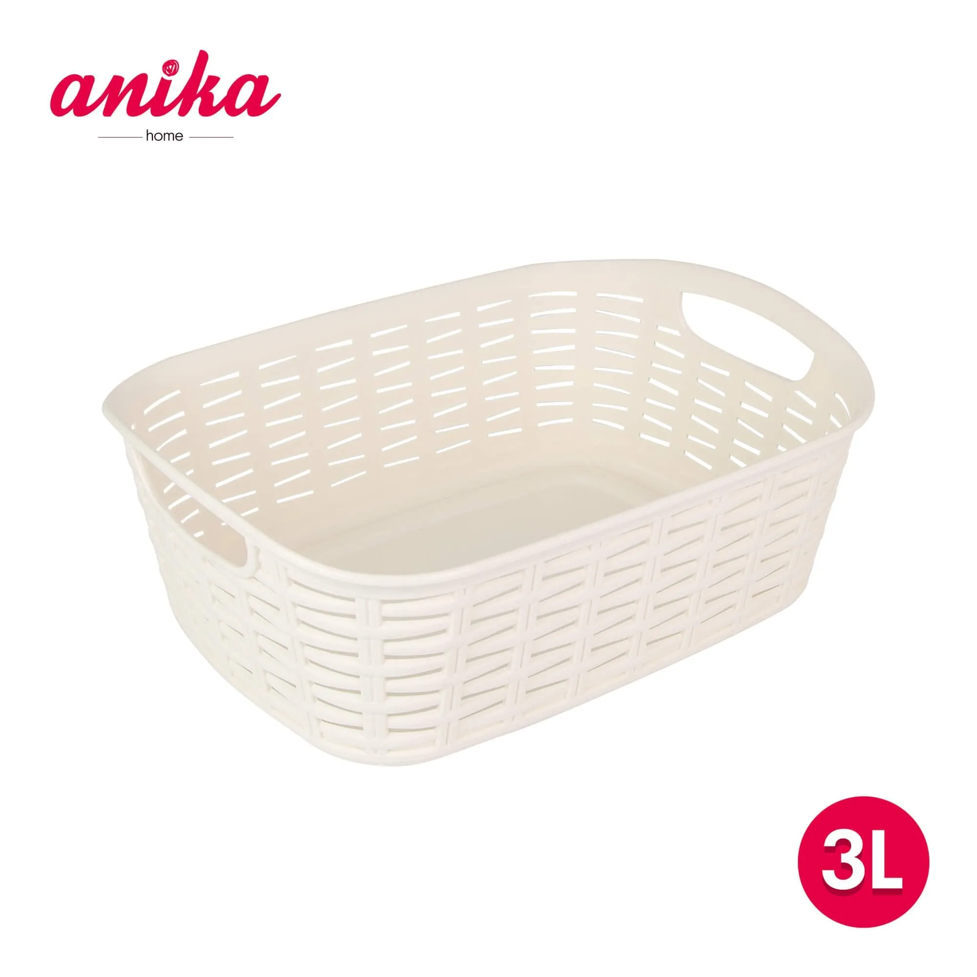 3L Cream Rattan Laundy Basket