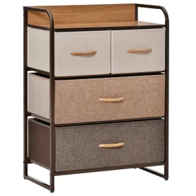 4-Drawer Dresser, 3-Tier Storage Organizer, Tower Unit for Bedroom Hallway Closets with Steel Frame Wooden Top Closet With 4 Easy Pull Fabric Drawer