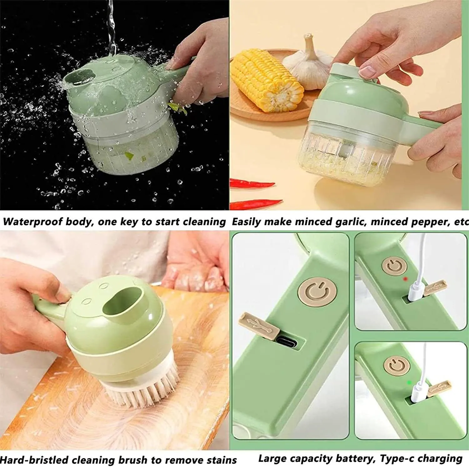 4 In 1 Handheld Electric Vegetable Cutter Multifunction Vegetable Fruit Slicer Upgrated