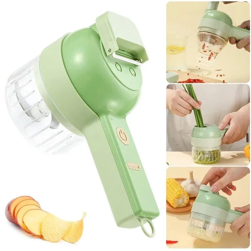 4 In 1 Handheld Electric Vegetable Cutter Multifunction Vegetable Fruit Slicer Upgrated