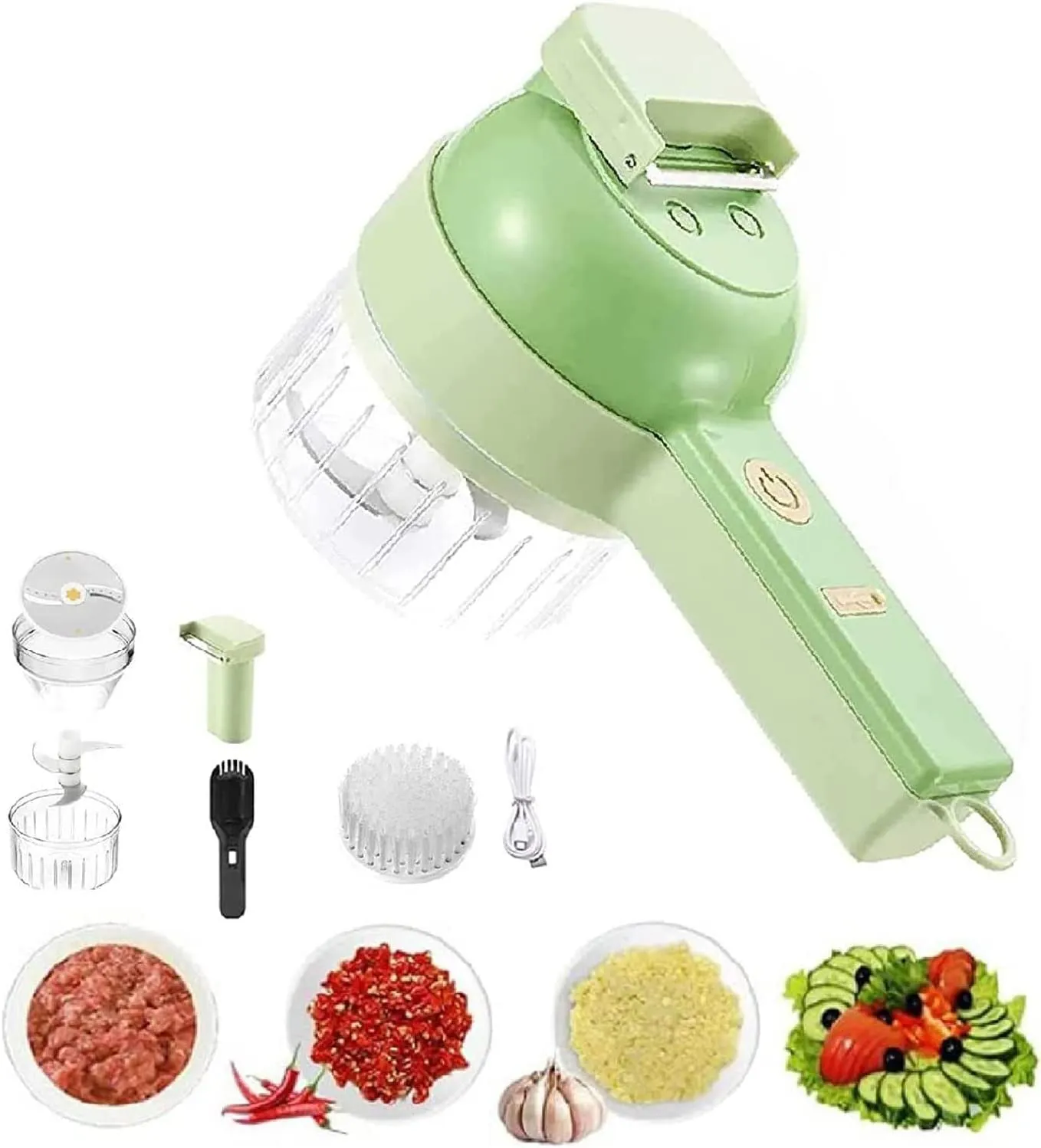 4 In 1 Handheld Electric Vegetable Cutter Multifunction Vegetable Fruit Slicer Upgrated