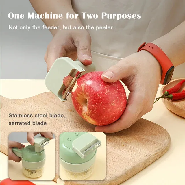 4 In 1 Handheld Electric Vegetable Cutter Multifunction Vegetable Fruit Slicer Upgrated