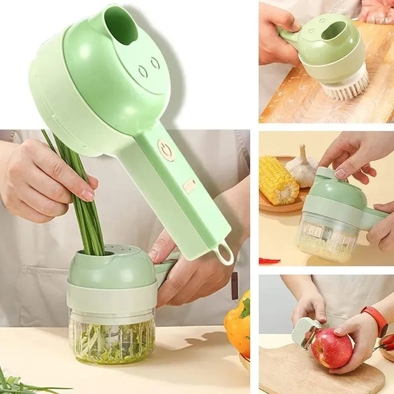 4 In 1 Handheld Electric Vegetable Cutter Multifunction Vegetable Fruit Slicer Upgrated