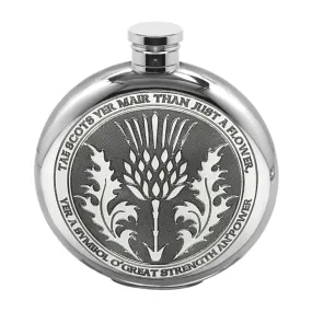 6oz Tae A Thistle Robbie Burns Scottish Round Pewter Hip Flask