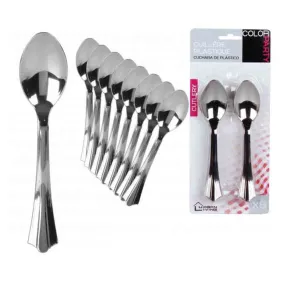 8 Pack Chrome Plated Plastic Spoons