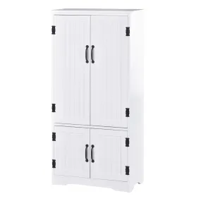 Accent Floor Storage Cabinet Kitchen Pantry with Adjustable Shelves and 2 Lower Doors, White w/Adjustable Shelves