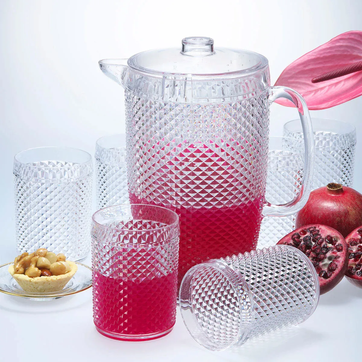 Acrylic Diamond Water Jug With Cup 7pcs Set