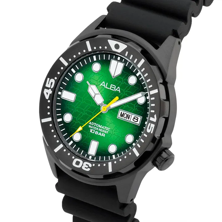 Alba Rotating Green Dial Silicone Automatic Men's Watch| AL4445