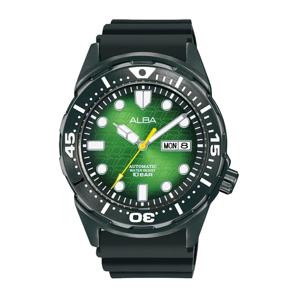 Alba Rotating Green Dial Silicone Automatic Men's Watch| AL4445