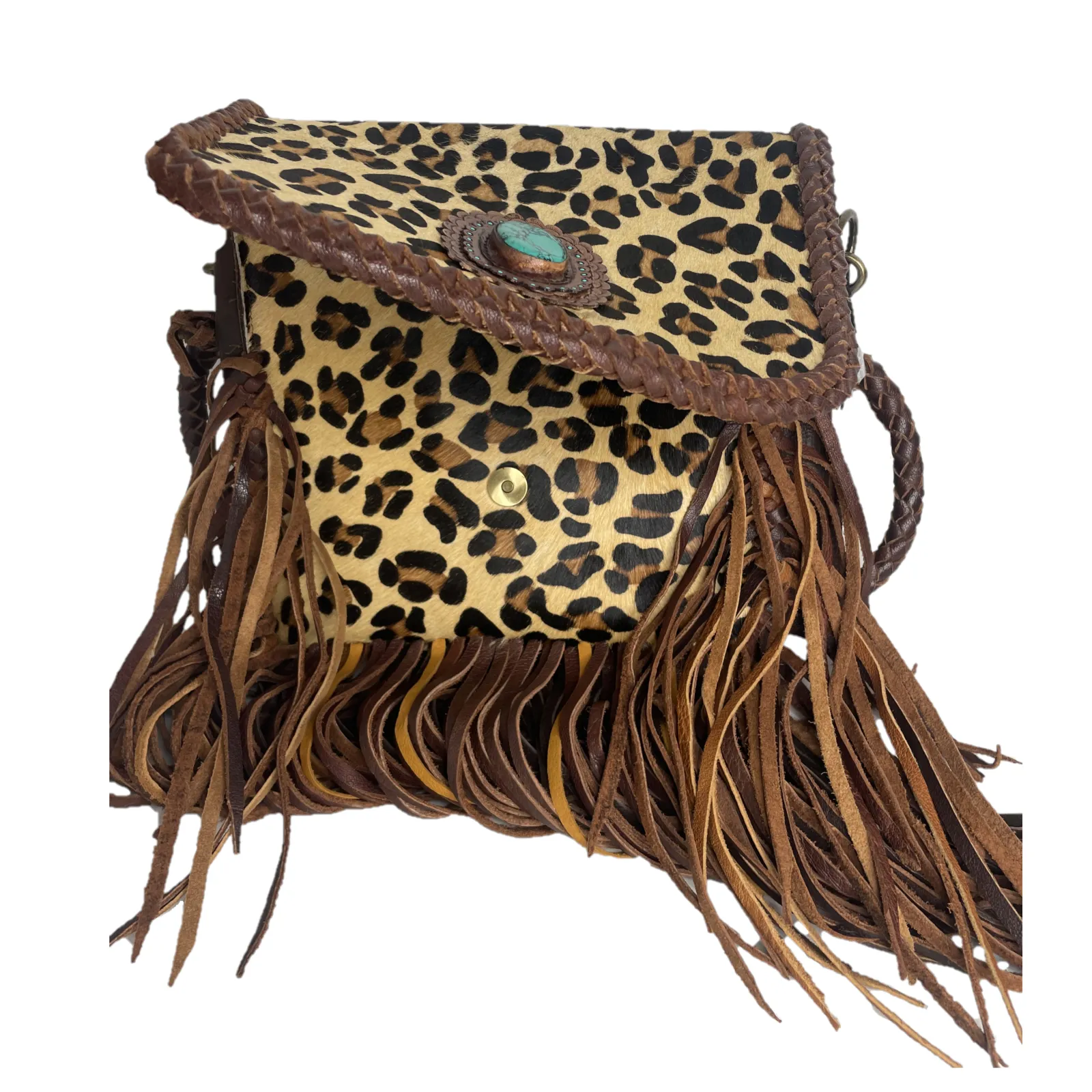 American Darling® Cheetah Cowhide Twist & Fringe Crossbody Purse ADBGM250C