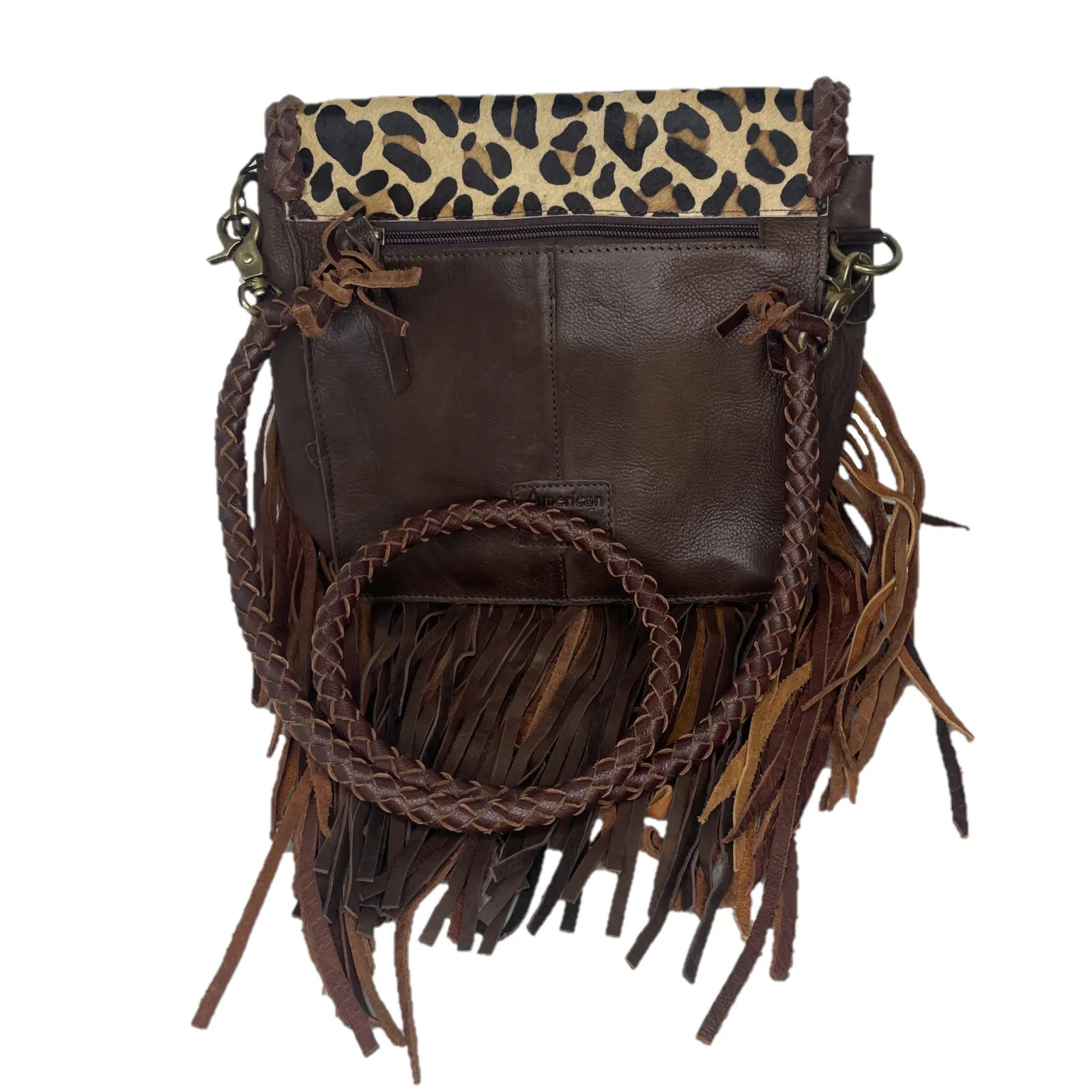 American Darling® Cheetah Cowhide Twist & Fringe Crossbody Purse ADBGM250C