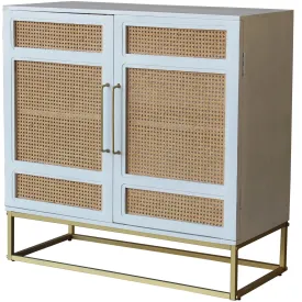 Biscayne White 2-Door Cane Cabinet