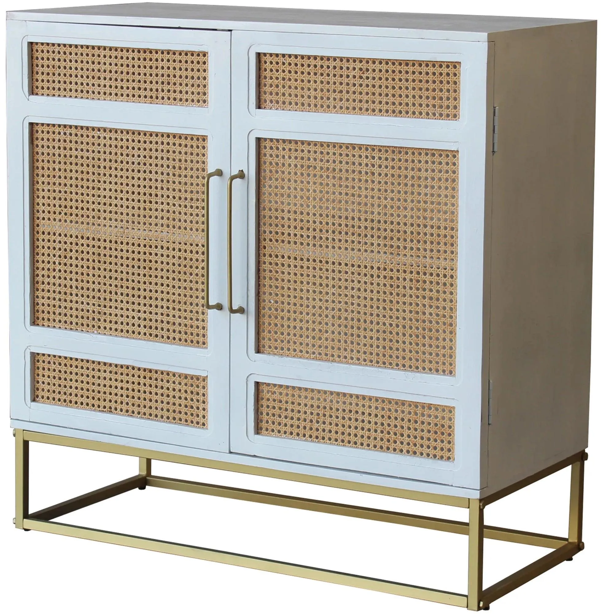 Biscayne White 2-Door Cane Cabinet