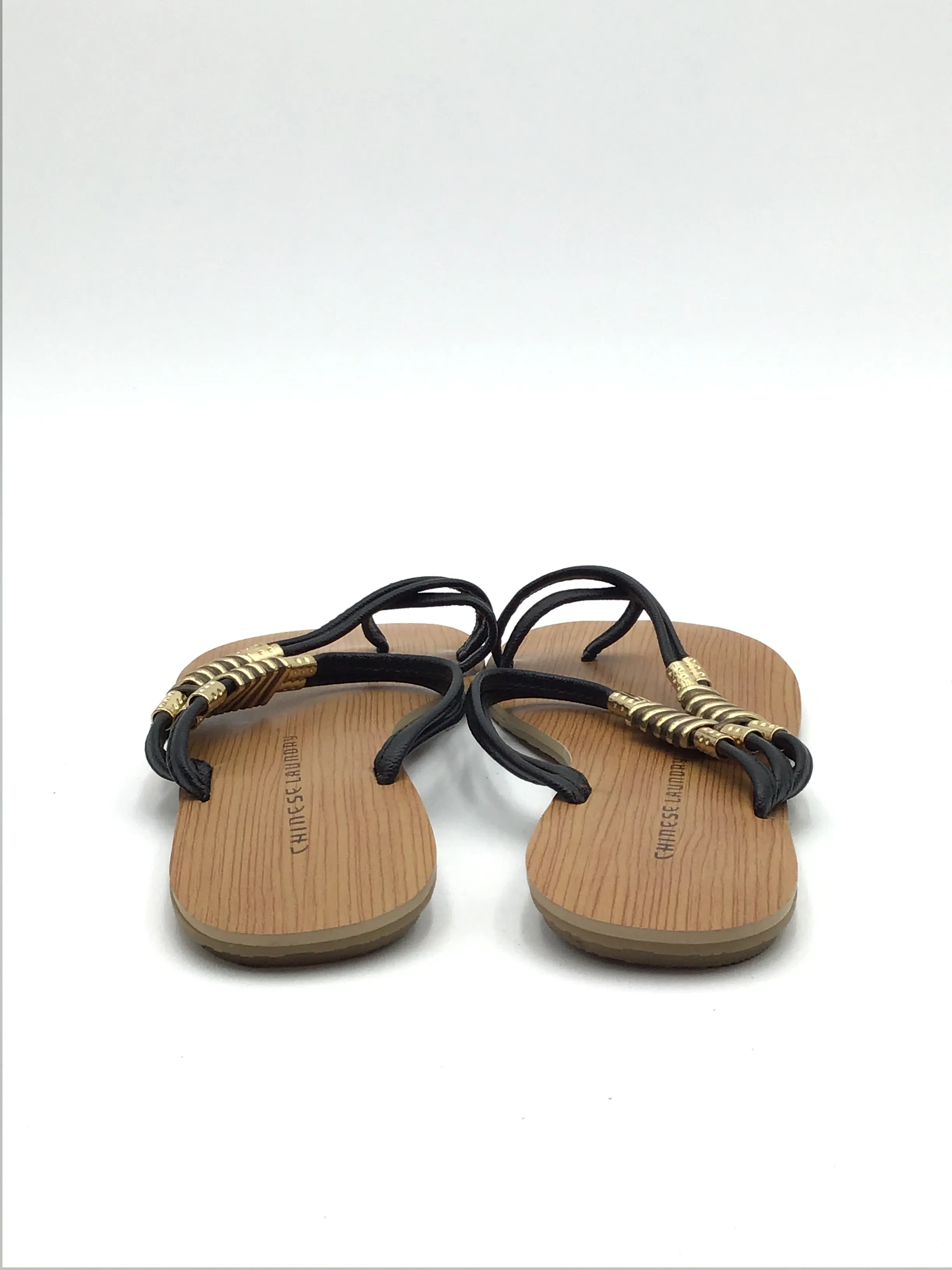 Black & Gold Sandals Flats Chinese Laundry, Size 7