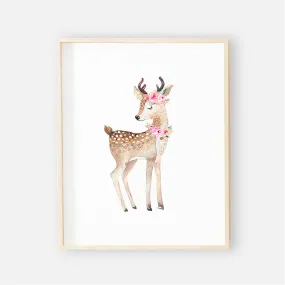 Blakely's Woodland Deer Digital Nursery Wall Art