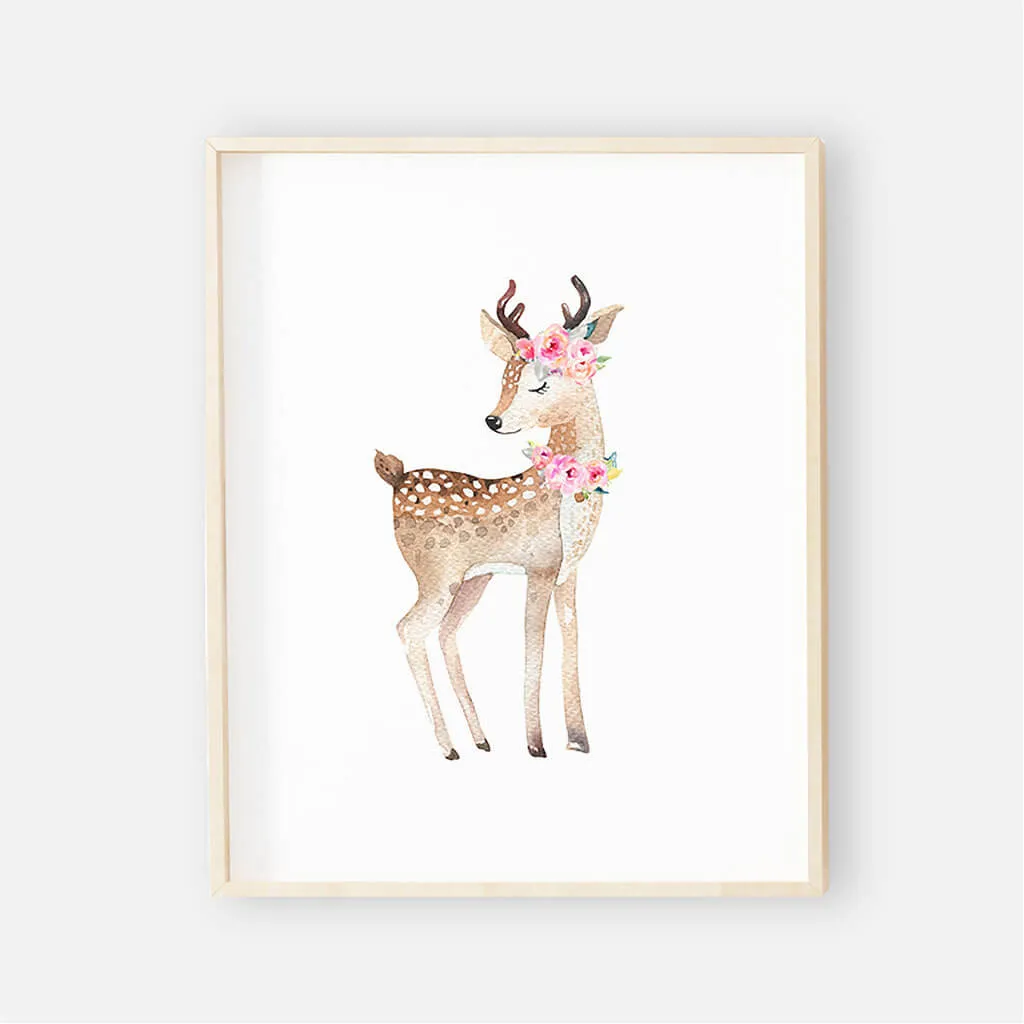 Blakely's Woodland Deer Digital Nursery Wall Art