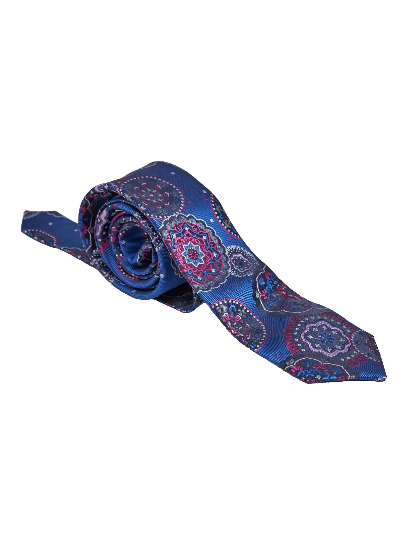 BLUE FLORAL PAISLEY NECK TIE SET