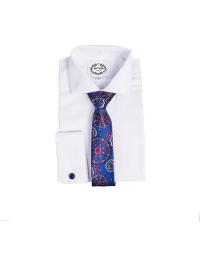 BLUE FLORAL PAISLEY NECK TIE SET