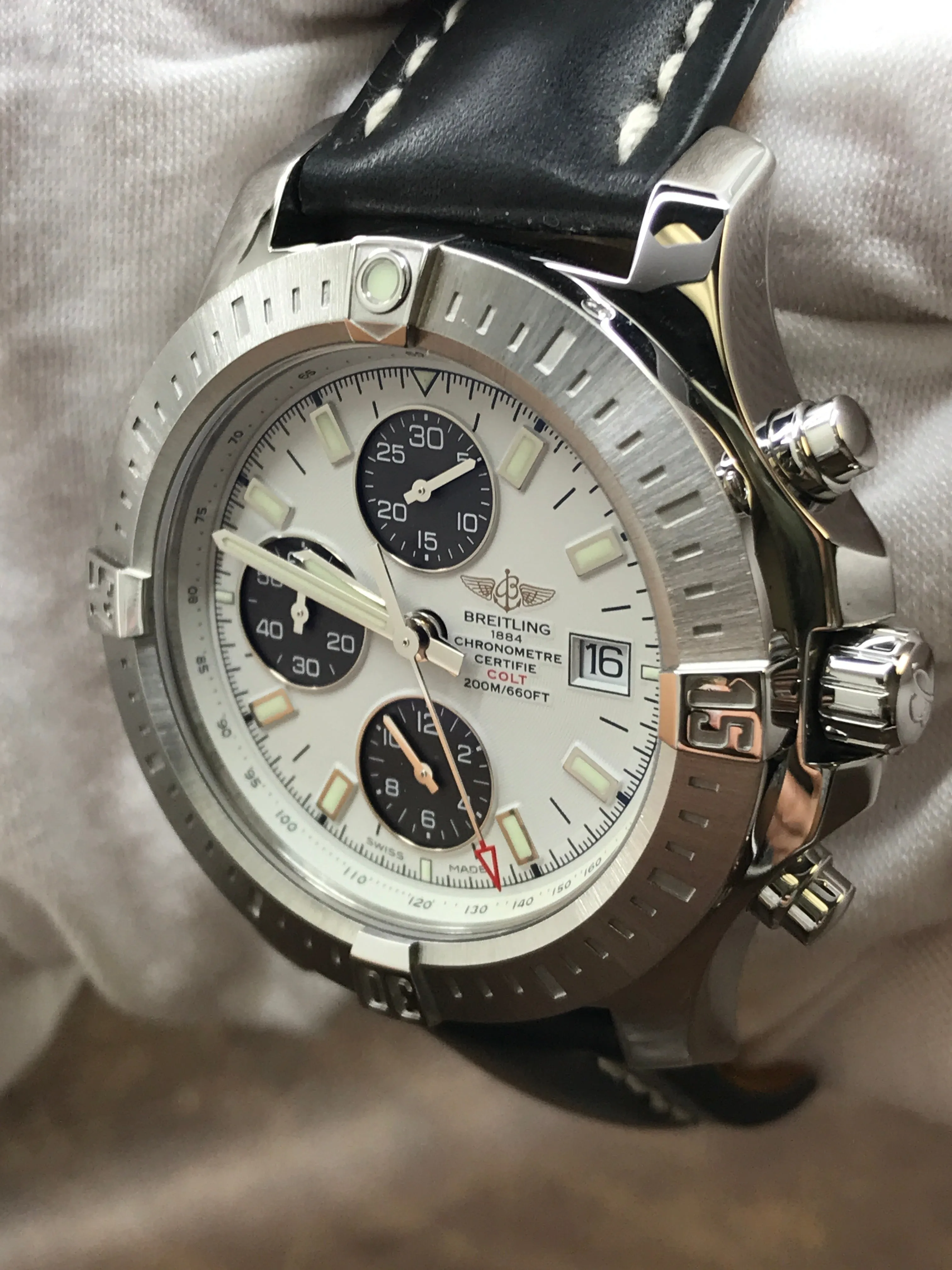 Breitling Colt Chronograph A13388 White Dial Automatic Men's Watch