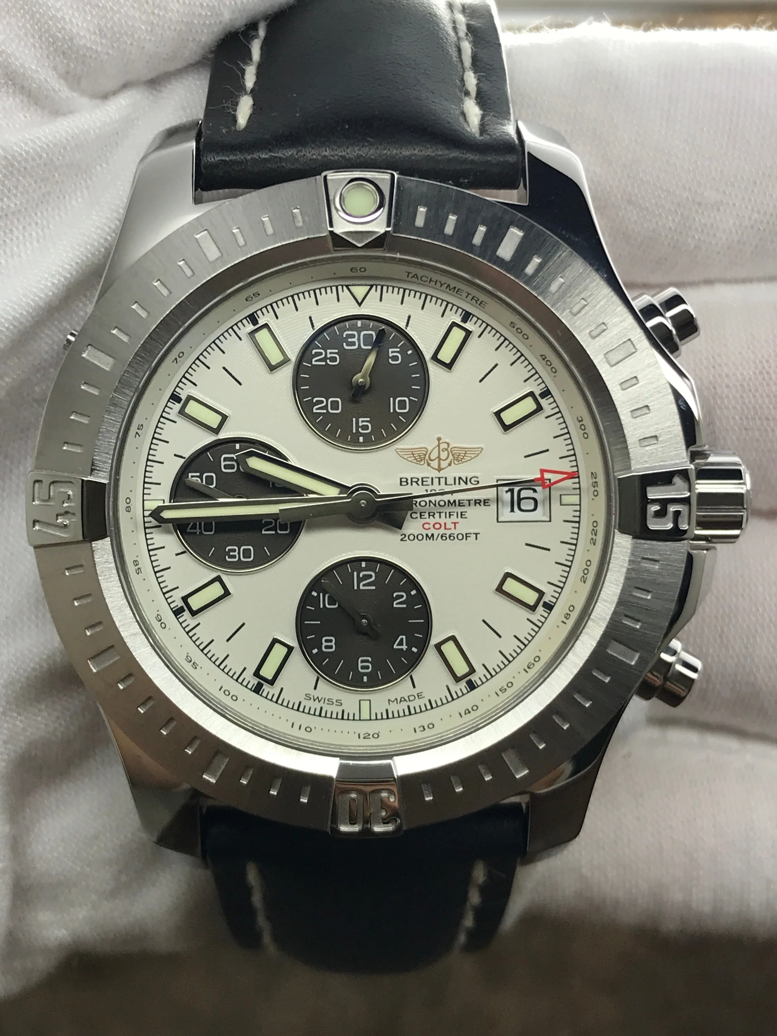 Breitling Colt Chronograph A13388 White Dial Automatic Men's Watch