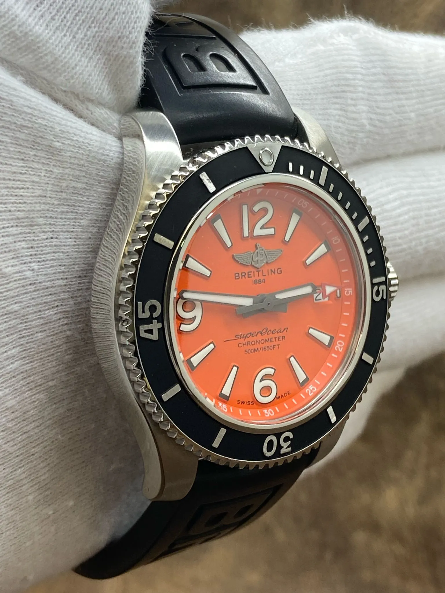 Breitling Superocean 42 A17366 Orange Dial Automatic Men's Watch