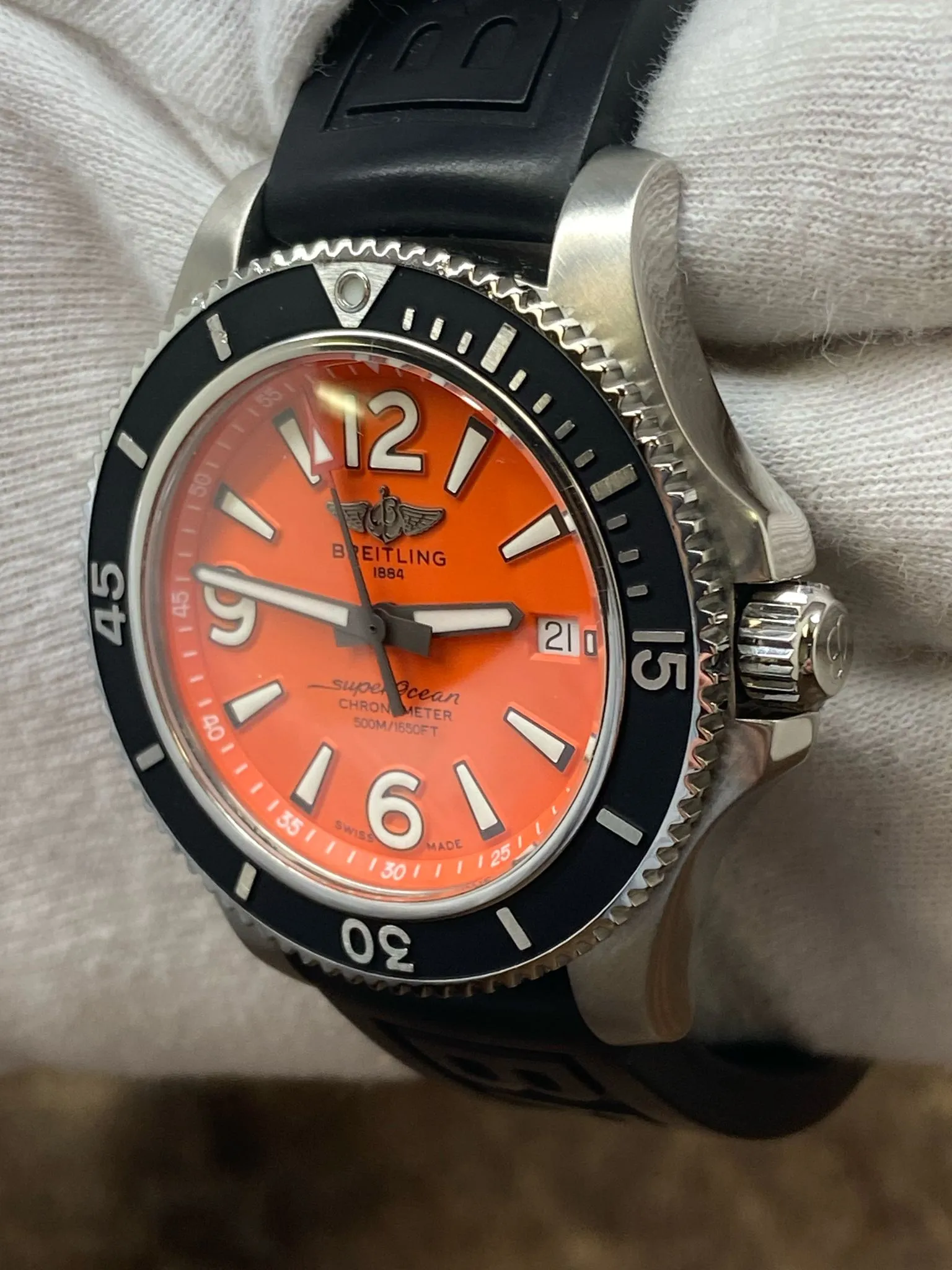 Breitling Superocean 42 A17366 Orange Dial Automatic Men's Watch