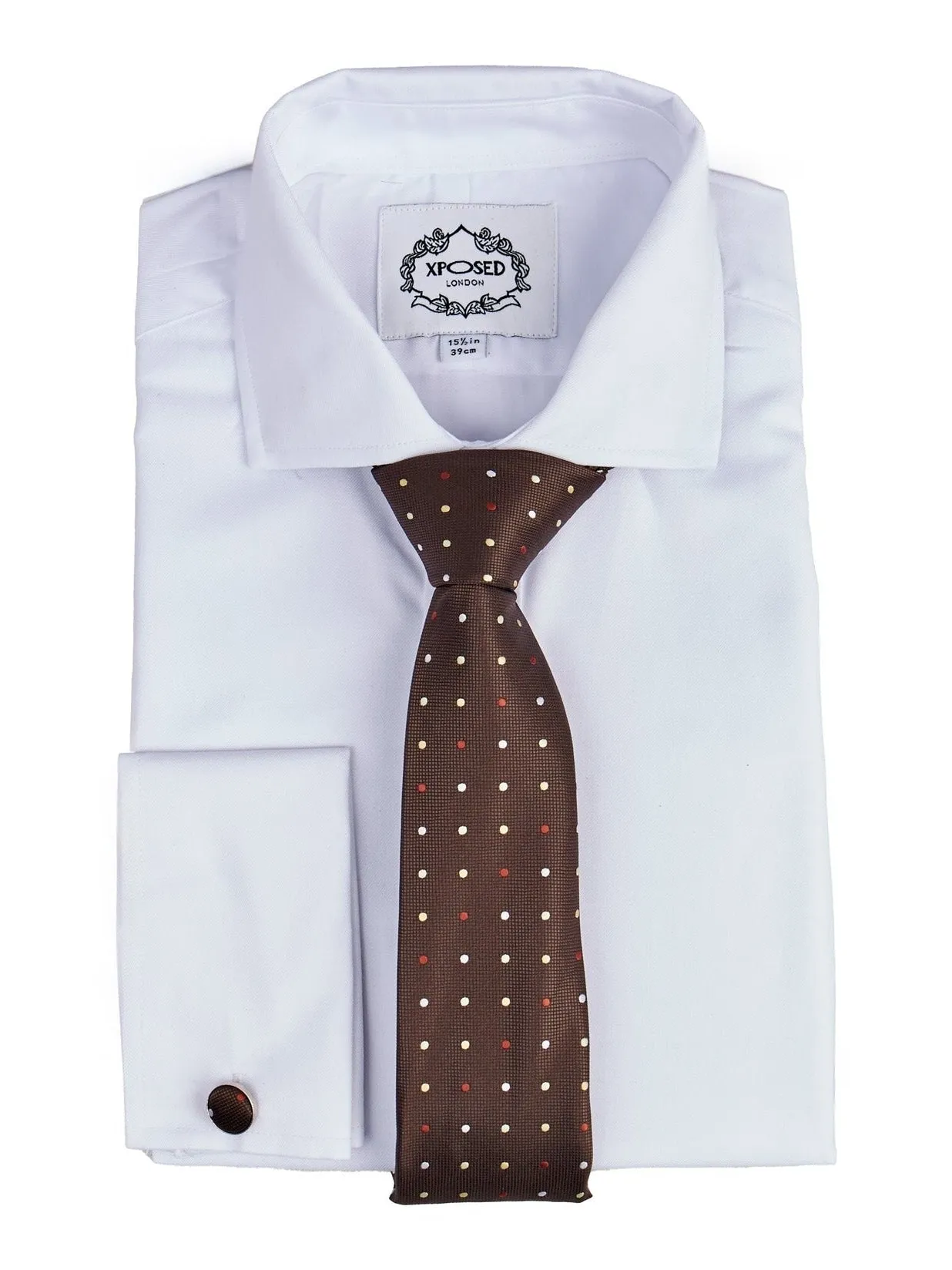 BROWN POLKA DOT NECK TIE SET