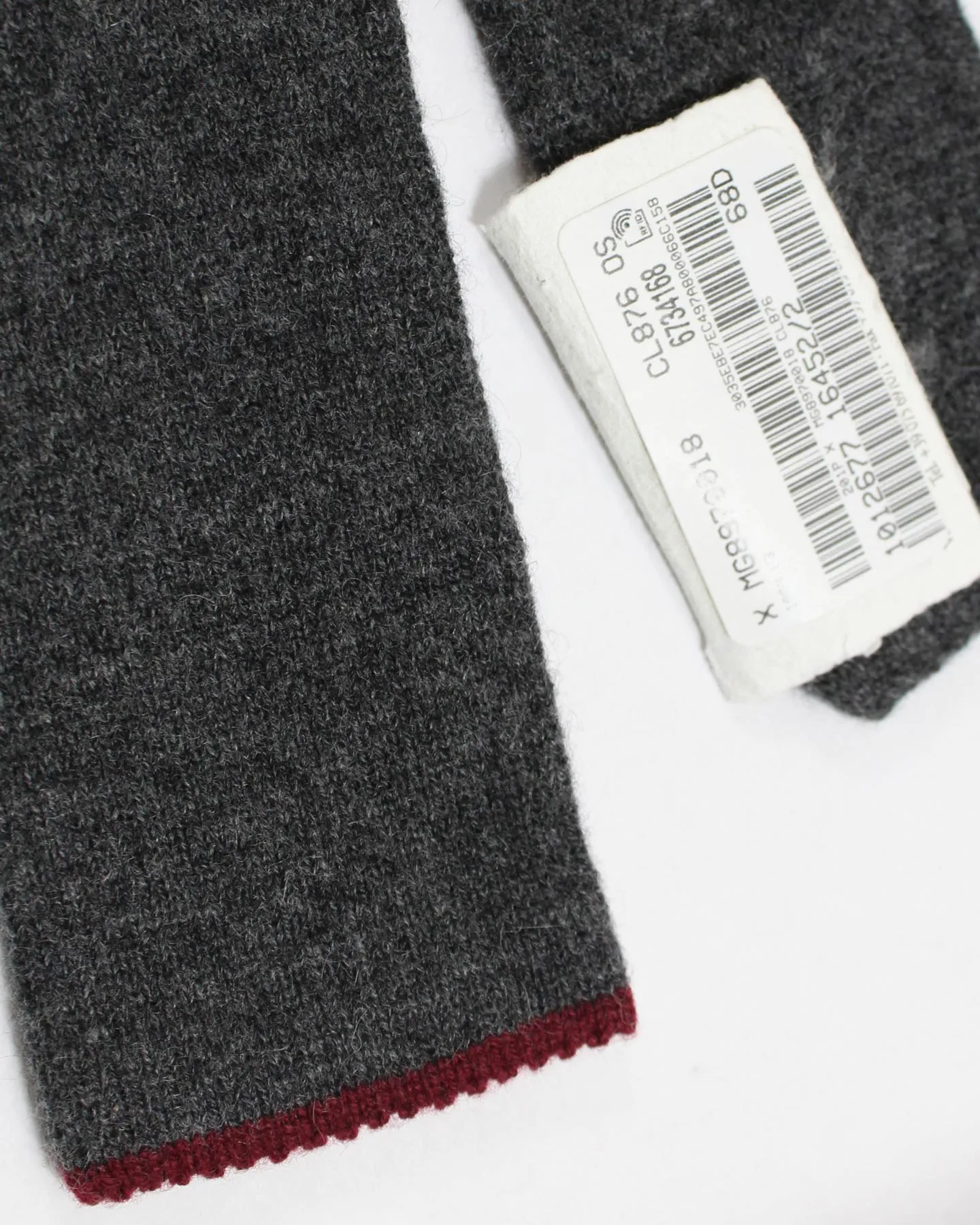 Brunello Cucinelli Square End Cashmere Tie Charcoal Gray With Maroon Edge