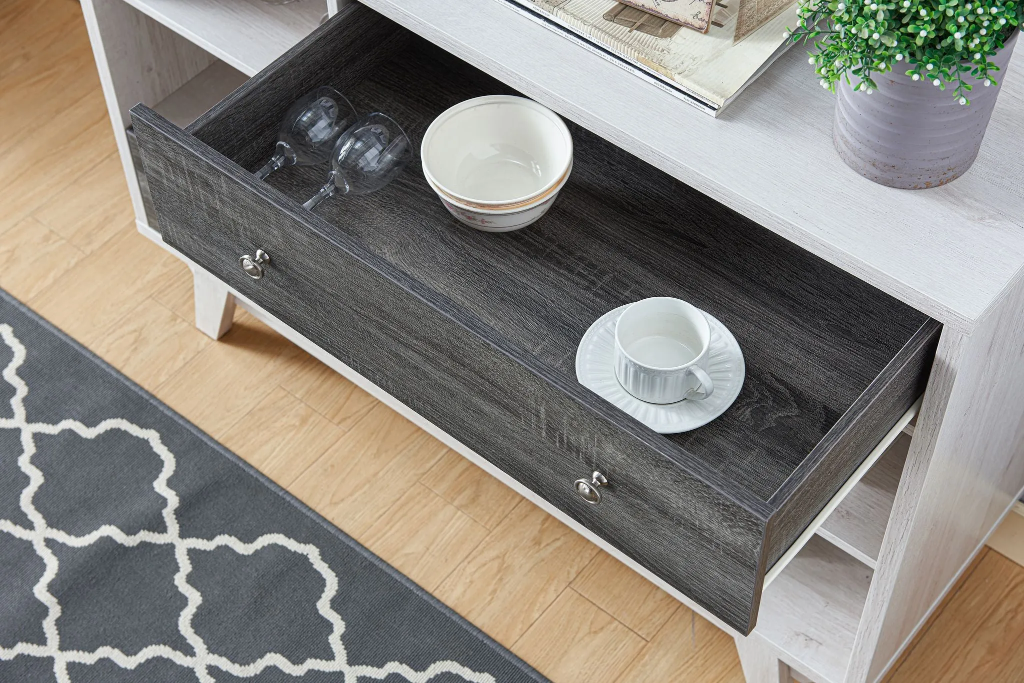 Buffet/Server Table in White Oak/Grey