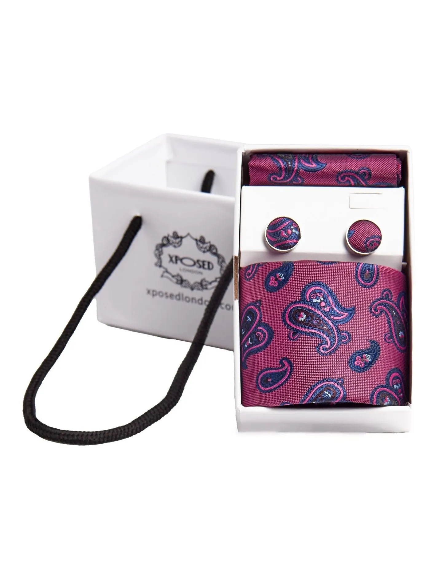 BURNT PINK PAISLEY PRINT NECKTIE SET