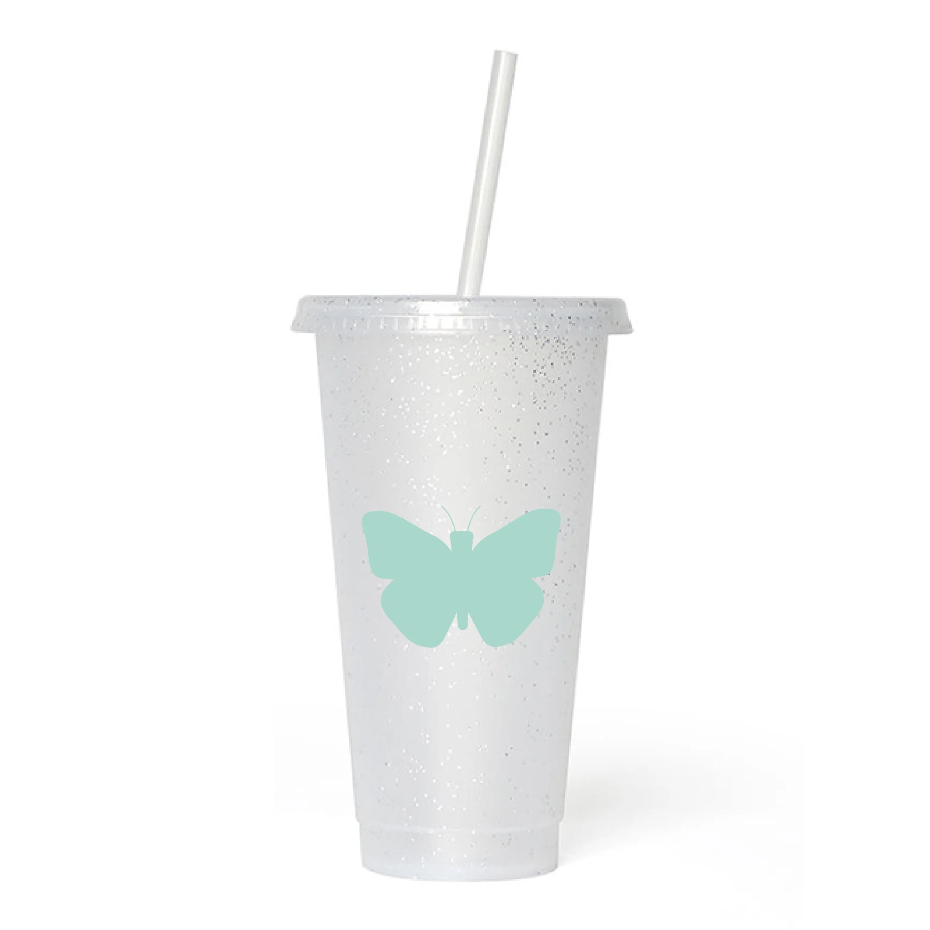 Butterflies Frosted Glitter Tumbler Cup