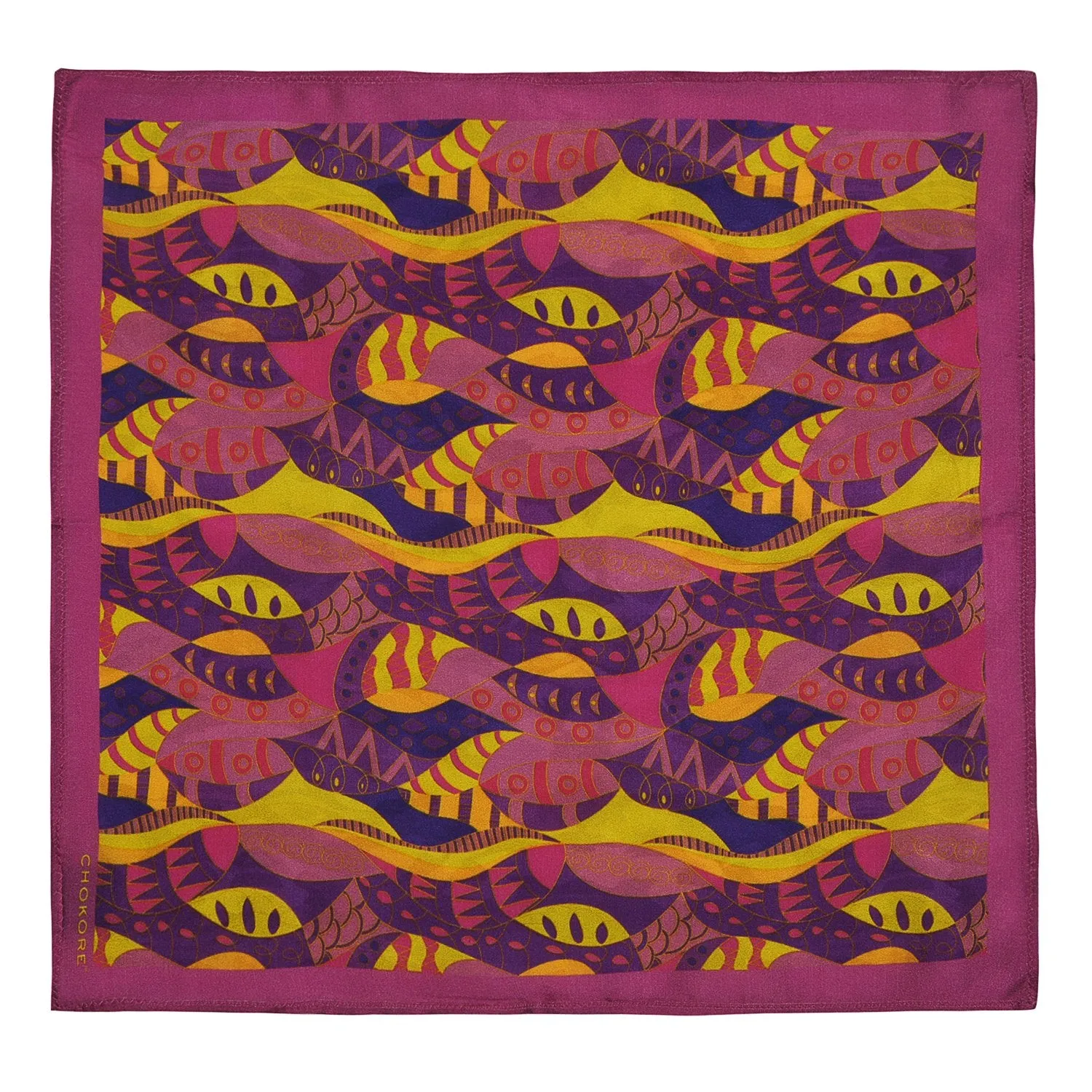 Chokore Magenta & Orange Pocket Square - Marine line