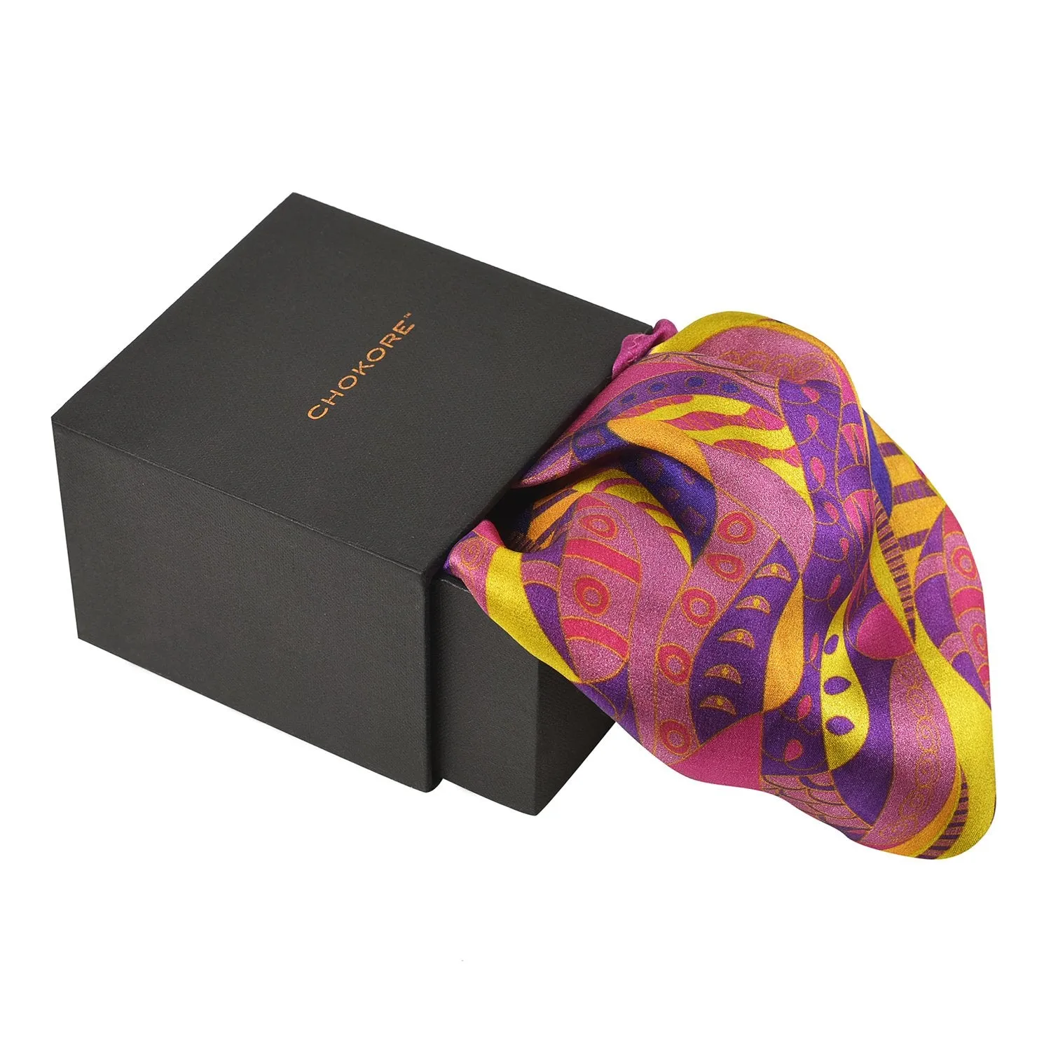 Chokore Magenta & Orange Pocket Square - Marine line