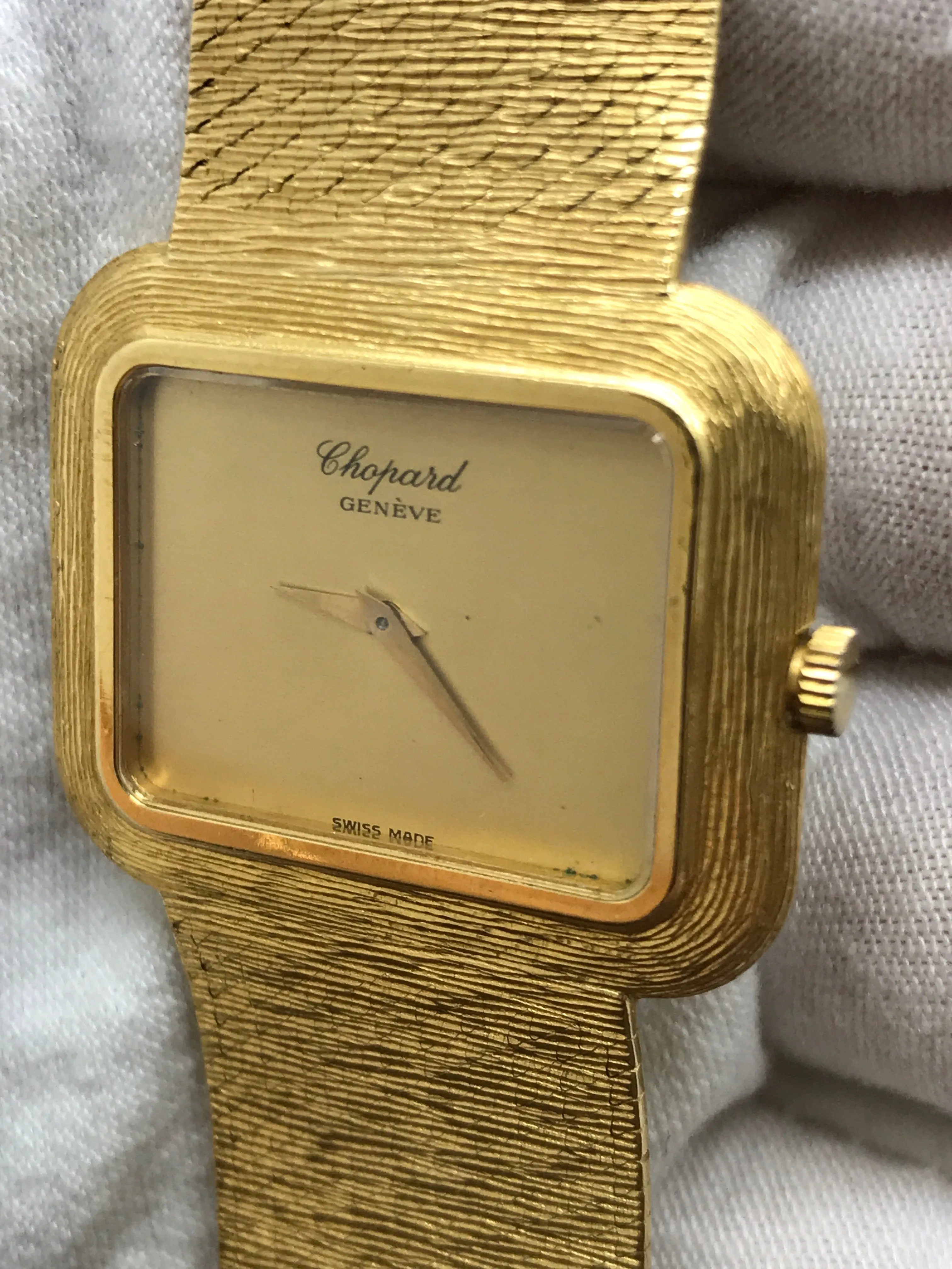 Chopard Geneve Vintage Rectangular Gold  Champagne Dial Manual Wind Watch