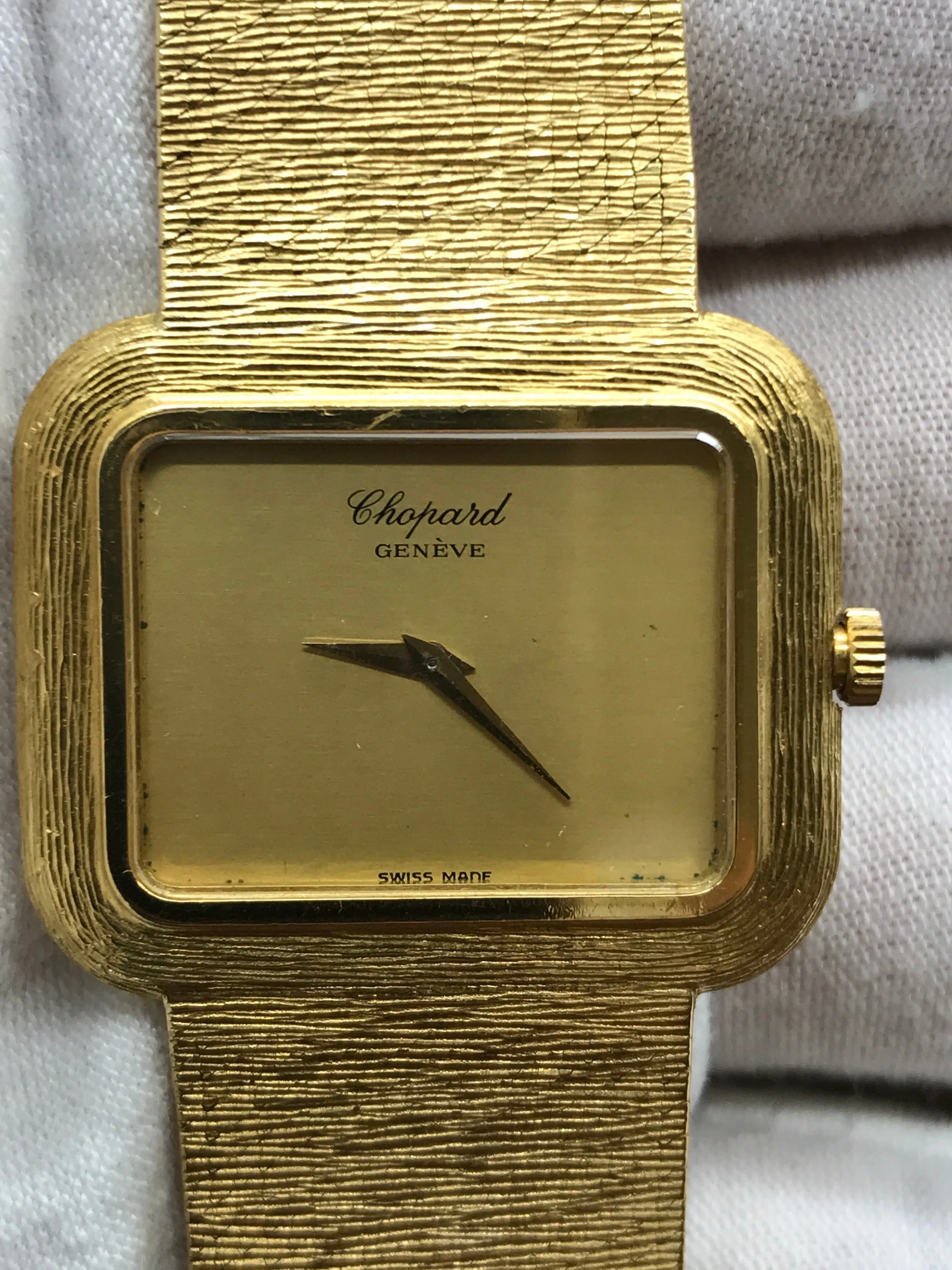 Chopard Geneve Vintage Rectangular Gold  Champagne Dial Manual Wind Watch