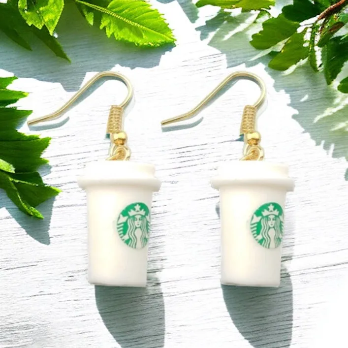 Coffee Earrings - Caffeine Addict, Coffee Accessories, Cup of Coffee, Cold Brew, Teacher Earrings, Coffee Cup