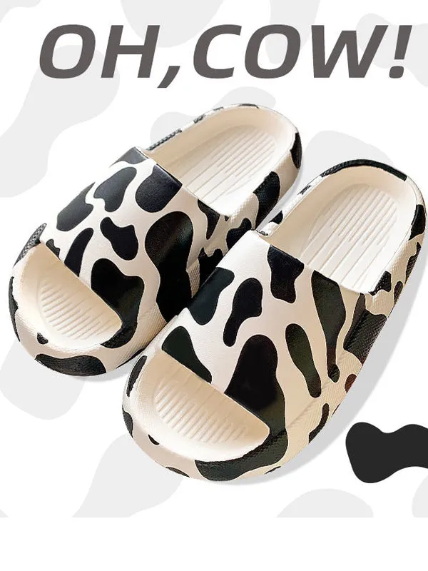 Cow Print Lounge Slippers