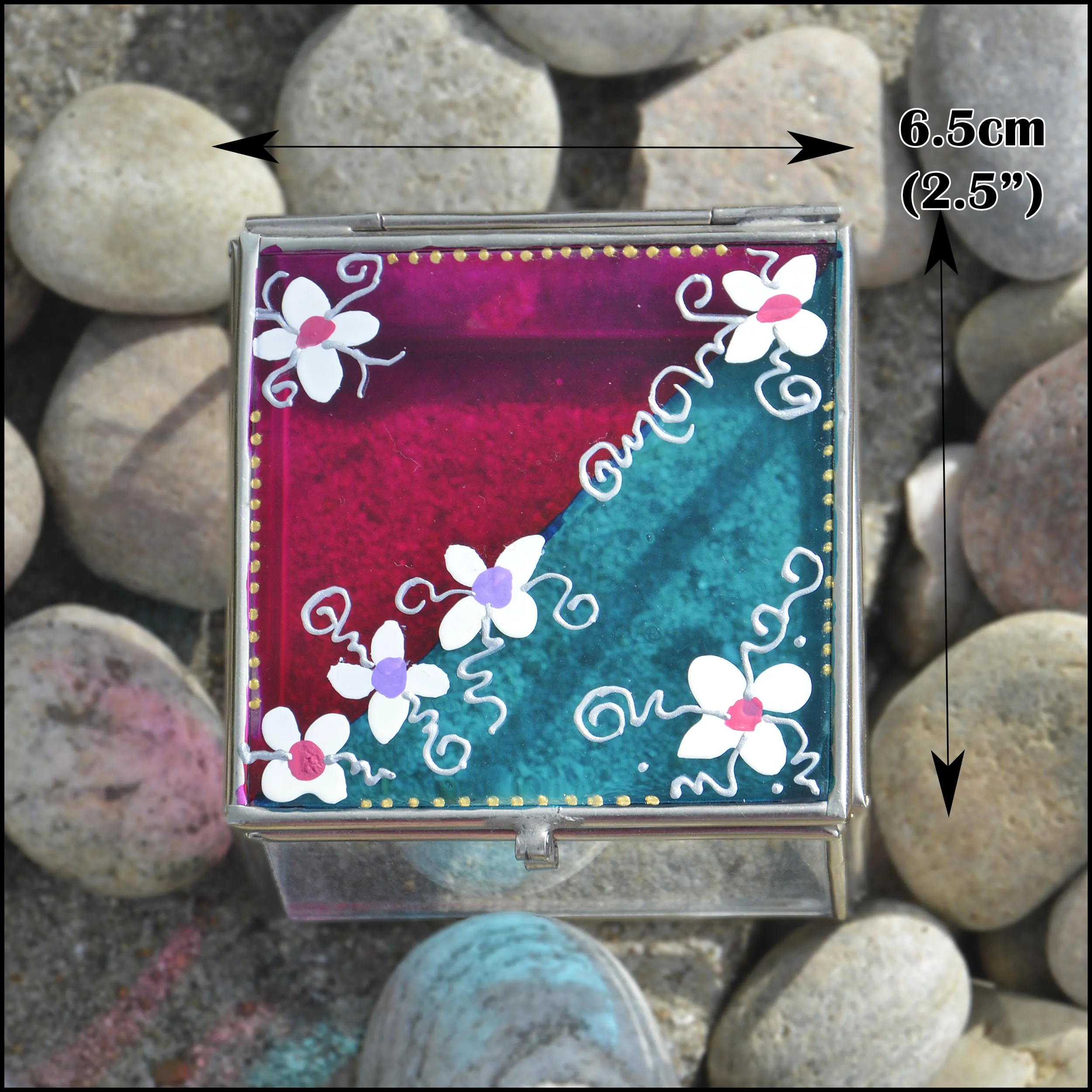 Daisy Stain Glass Keepsake Box - Large Size