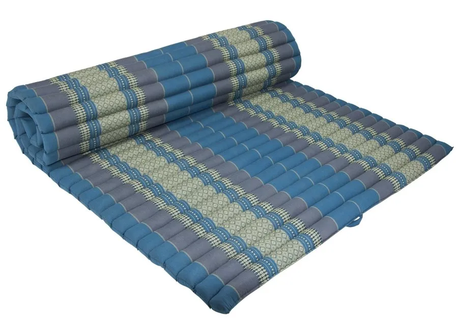 Day bed Roll Out Mattress XL Large Foldout Mat relaxation, day bed, camping or Yoga Matt Natural Kapok Filled_ 105 x 200 cm BLUE